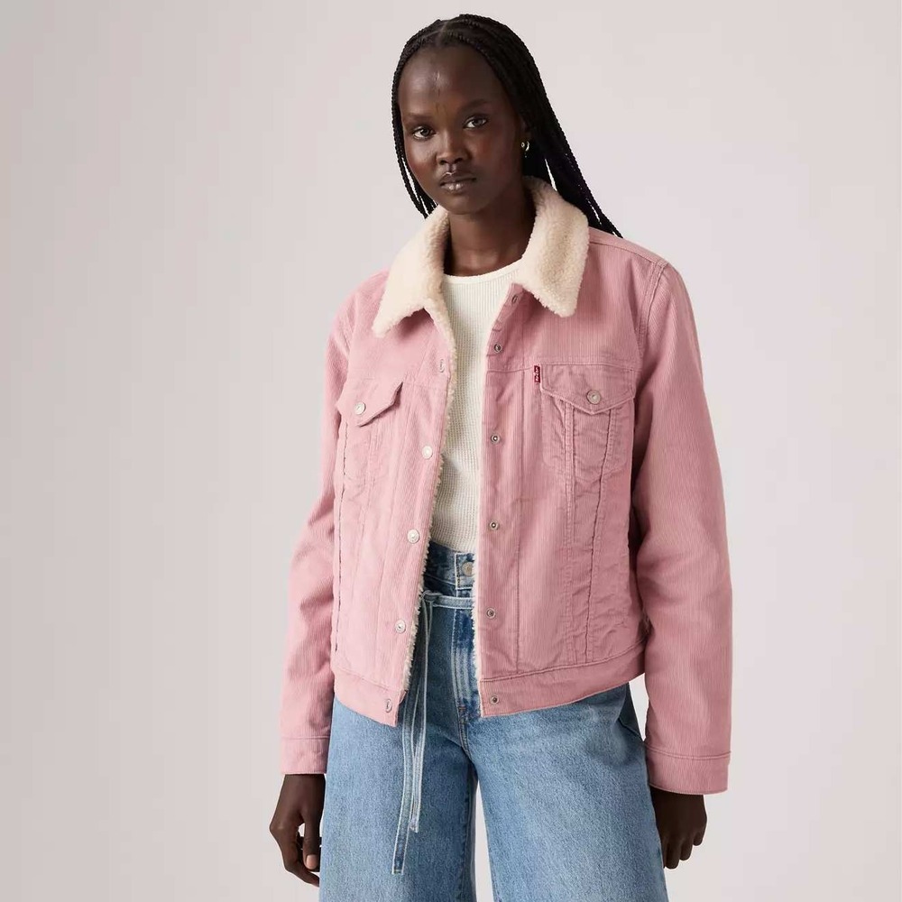 Levis Original Sherpa baby pink Trucker Jacket Large New